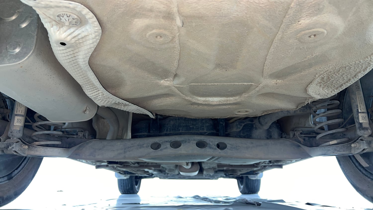 Used 2023 Volkswagen Virtus Topline 1.0 TSI MT Petrol Manual extra REAR UNDERBODY VIEW (TAKEN FROM REAR)