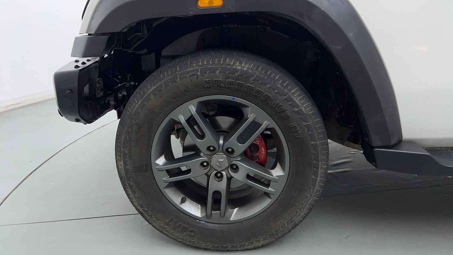 Used 2023 Mahindra Thar LX Hard Top Petrol AT RWD Petrol Automatic tyres LEFT FRONT TYRE RIM VIEW