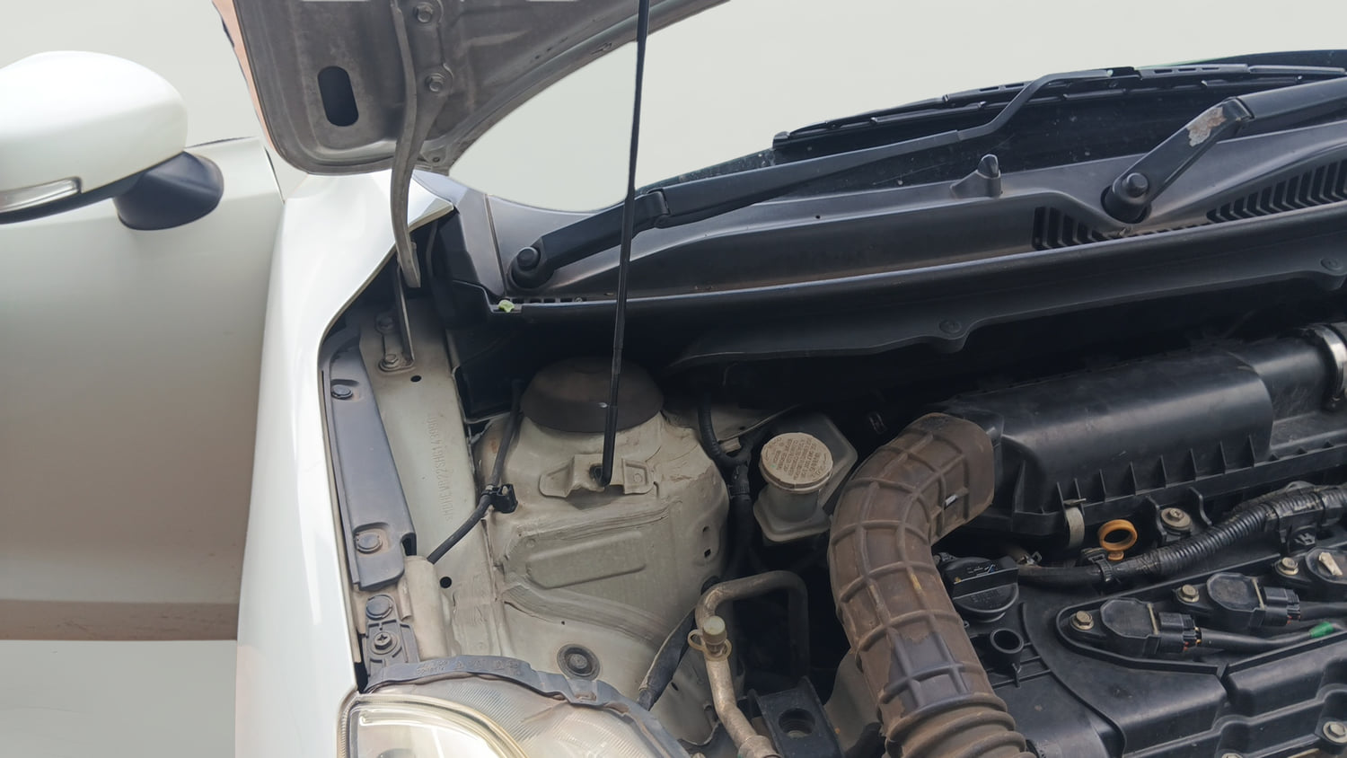 Used 2017 Maruti Suzuki Baleno Delta 1.2 Petrol Manual engine ENGINE RIGHT SIDE HINGE & APRON VIEW