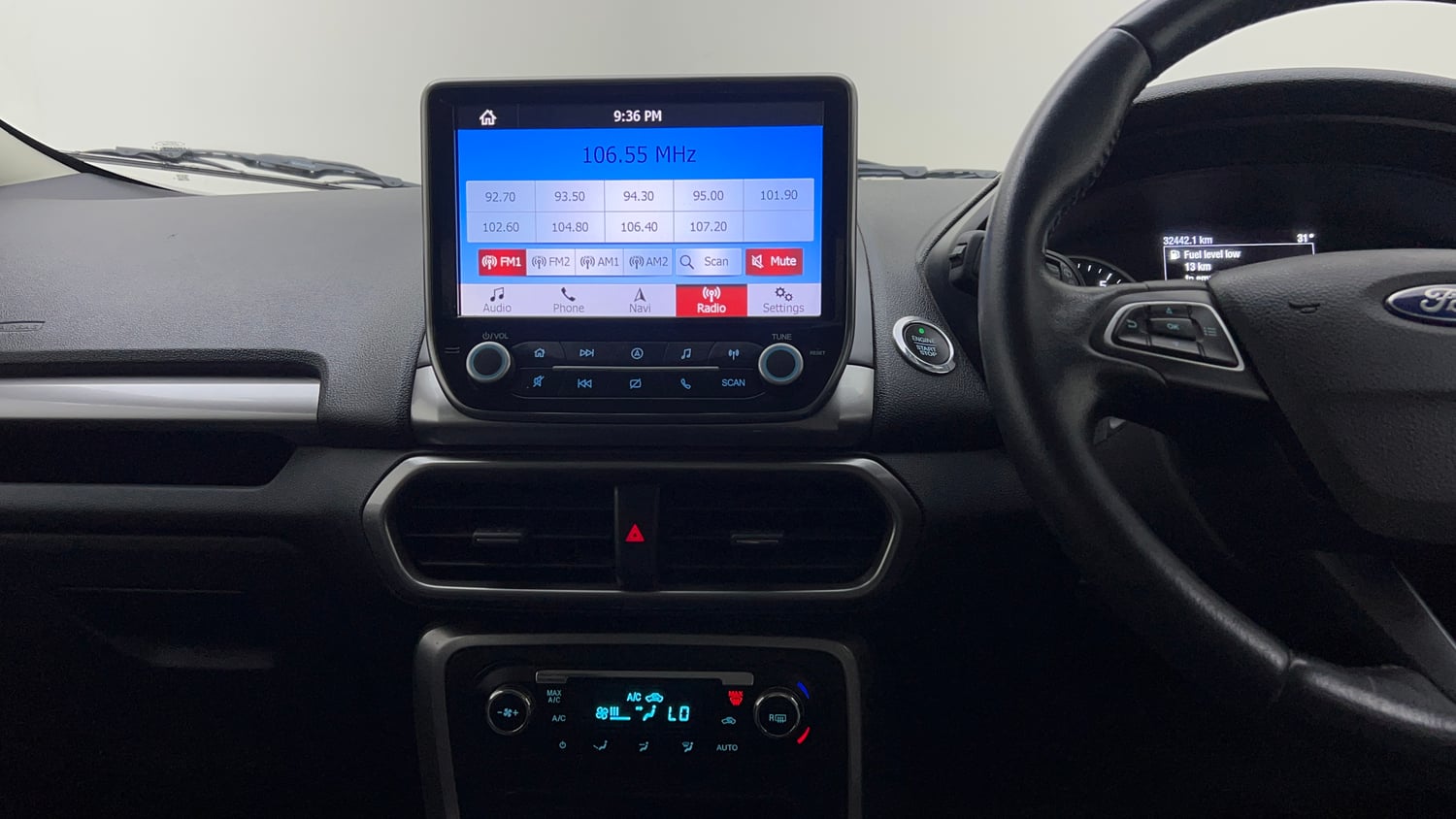 Used 2019 Ford EcoSport Titanium 1.5L Ti-VCT Petrol Manual interior MUSIC SYSTEM & AC CONTROL VIEW