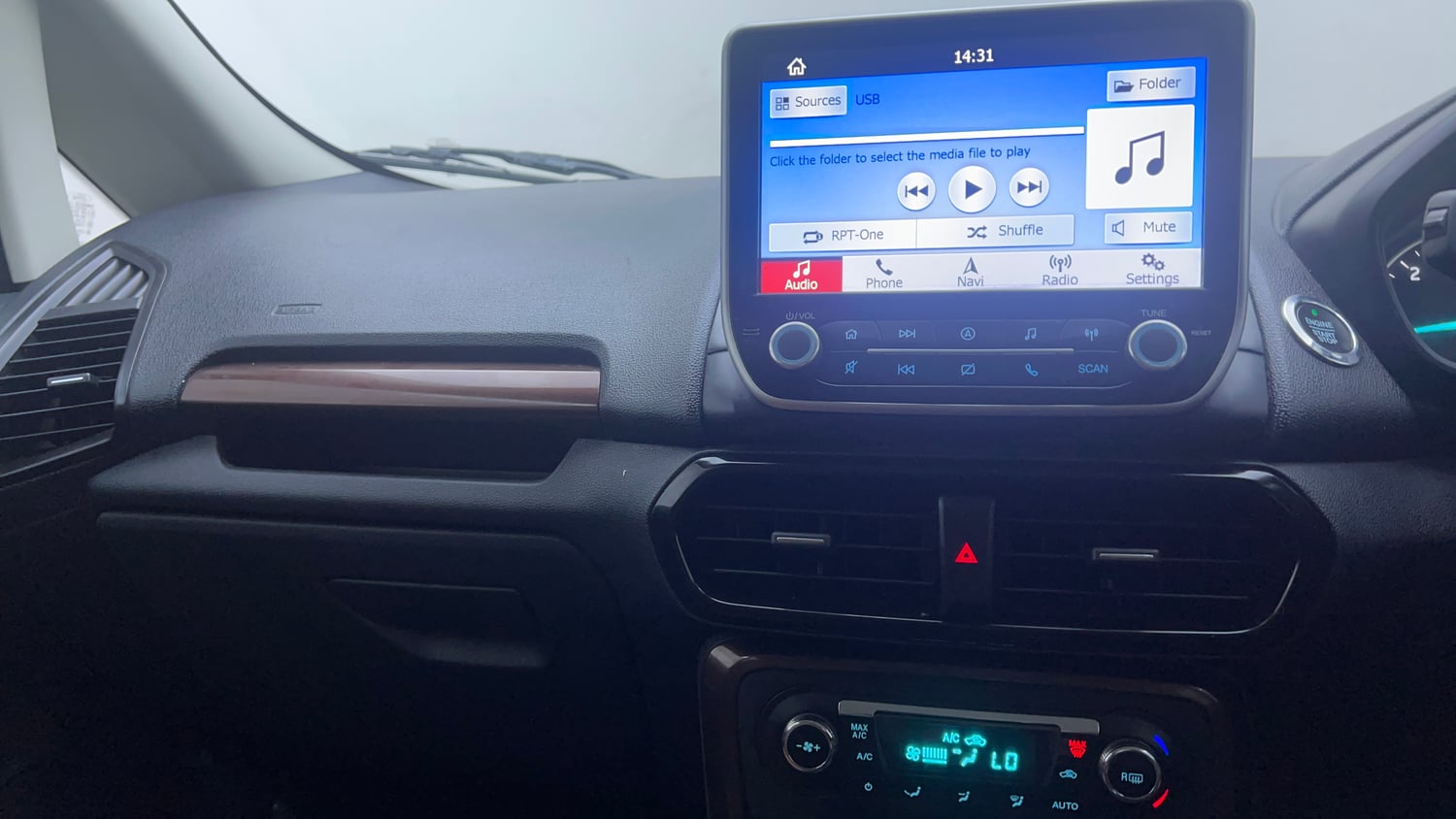 Used 2020 Ford EcoSport Thunder Edition Diesel Diesel Manual interior MUSIC SYSTEM & AC CONTROL VIEW