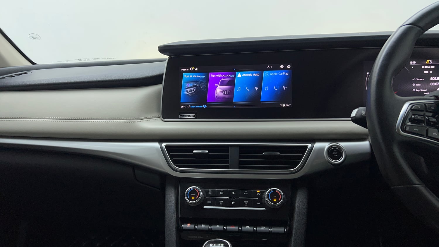 Used 2022 Mahindra XUV700 AX 7 Petrol MT 7 STR Petrol Manual interior MUSIC SYSTEM & AC CONTROL VIEW