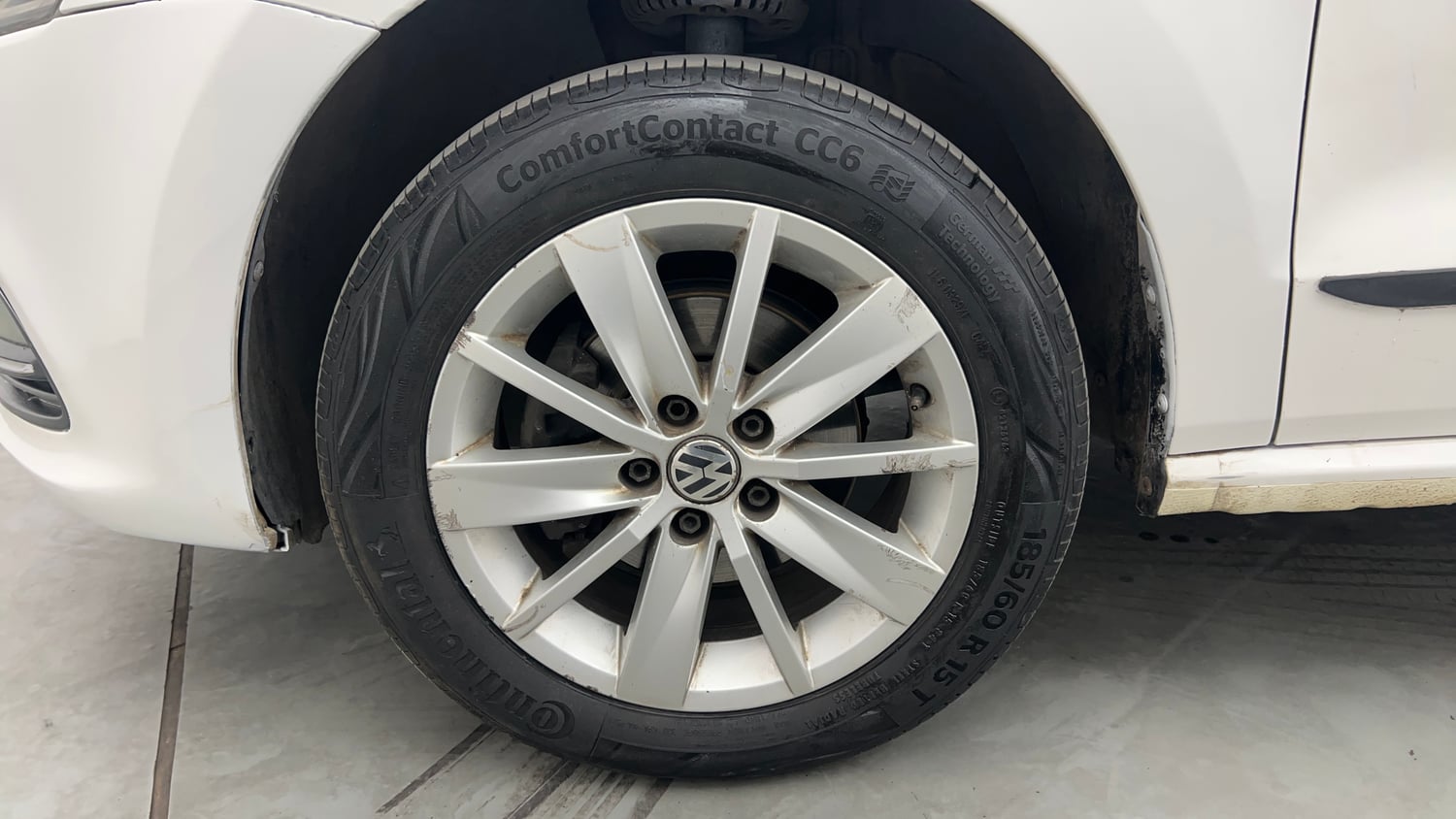 Used 2014 Volkswagen Polo Highline1.2L (P) Petrol Manual tyres LEFT FRONT TYRE RIM VIEW