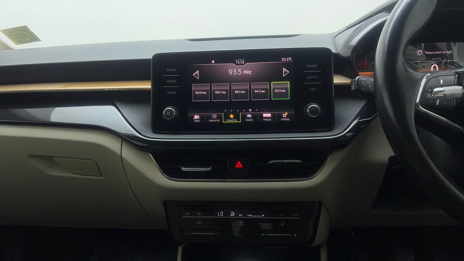 Used 2023 Skoda Slavia Style 1.0L TSI MT Petrol Manual interior MUSIC SYSTEM & AC CONTROL VIEW