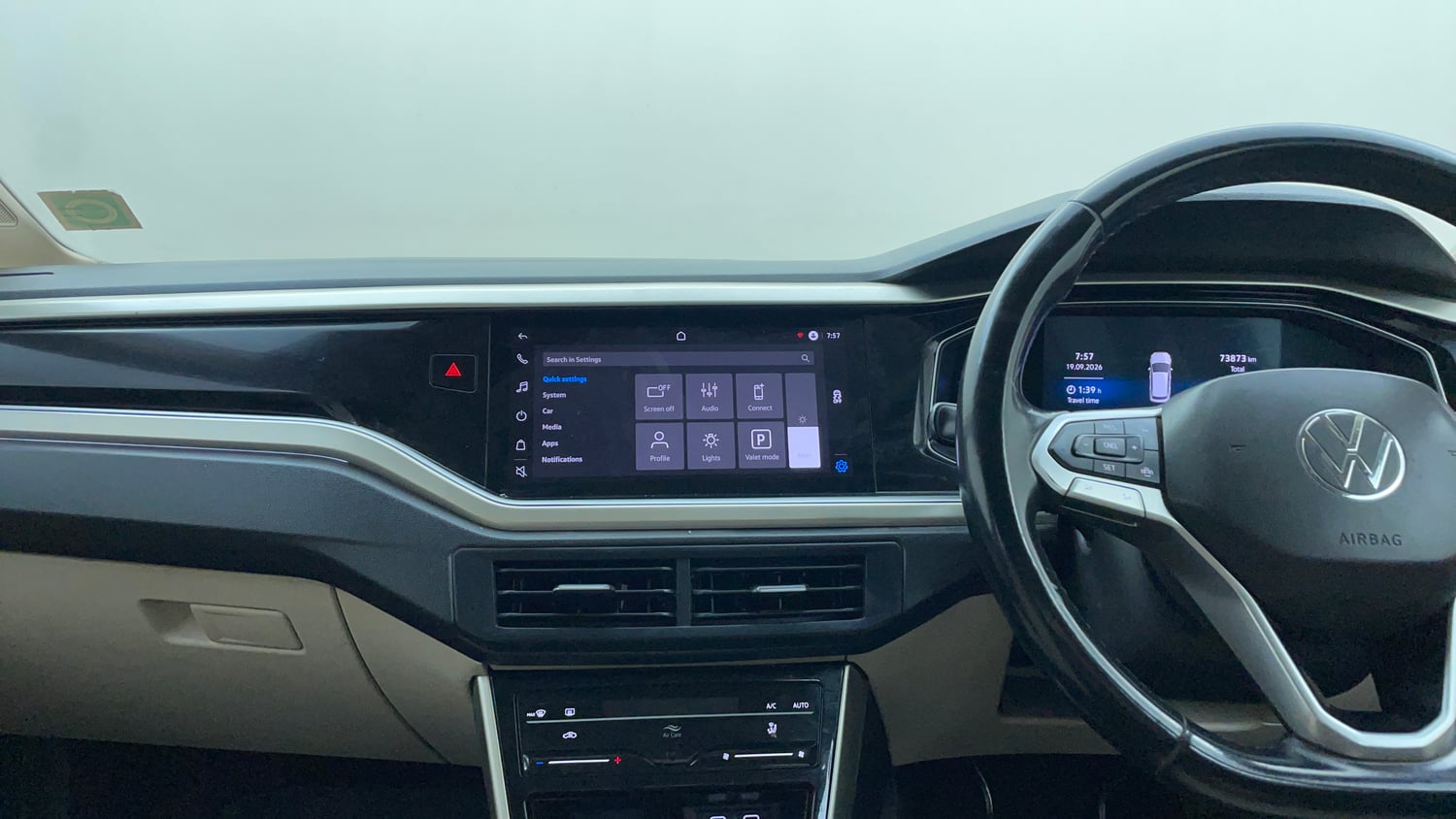 Used 2022 Volkswagen Virtus Topline 1.0 TSI MT Petrol Manual interior MUSIC SYSTEM & AC CONTROL VIEW