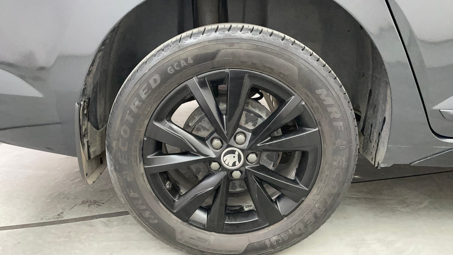 Used 2024 Skoda Slavia Ambition 1.0L TSI MT Petrol Manual tyres RIGHT REAR TYRE RIM VIEW