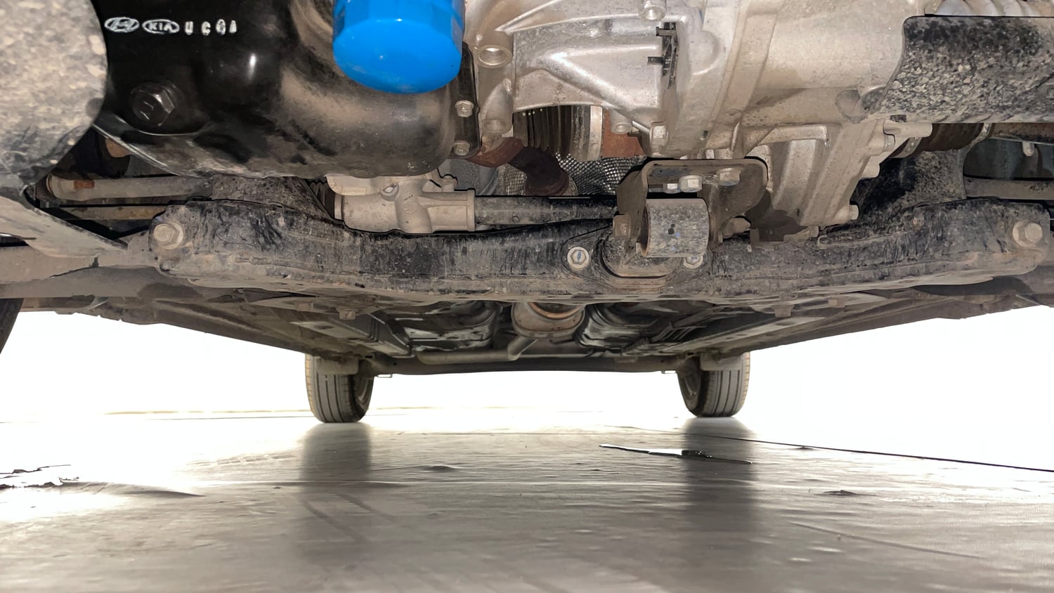 Used 2025 Hyundai Grand i10 Nios Sportz 1.2 Kappa AMT Petrol Automatic extra FRONT LEFT UNDERBODY VIEW