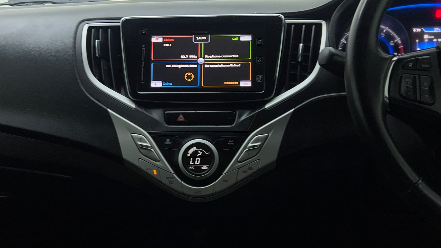 Used 2017 Maruti Suzuki Baleno Alpha 1.2 Petrol Manual interior MUSIC SYSTEM & AC CONTROL VIEW