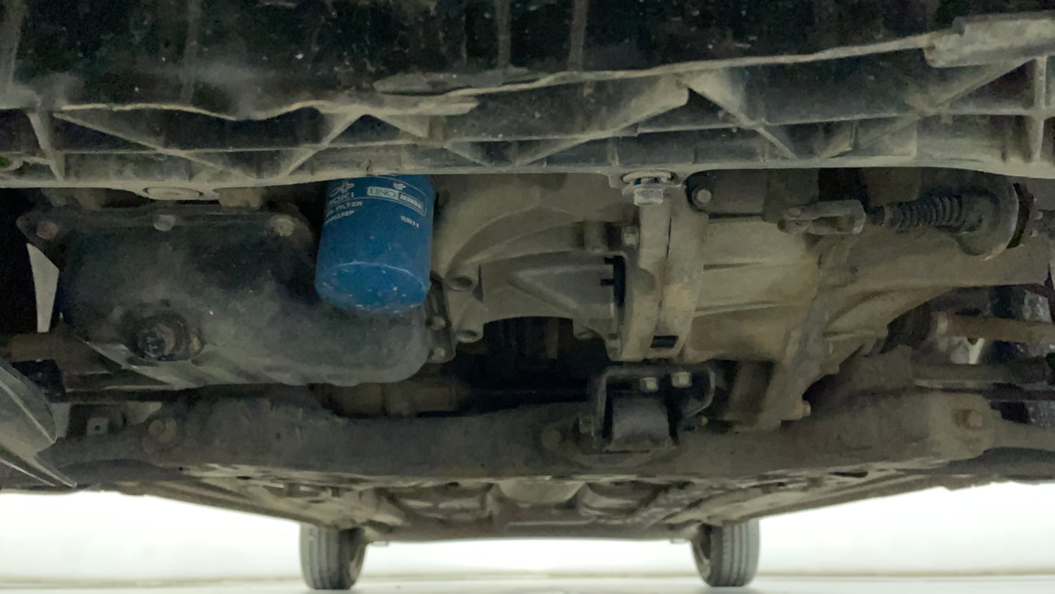 Used 2015 Hyundai Grand i10 Sportz 1.2 Kappa VTVT Petrol Manual extra FRONT LEFT UNDERBODY VIEW
