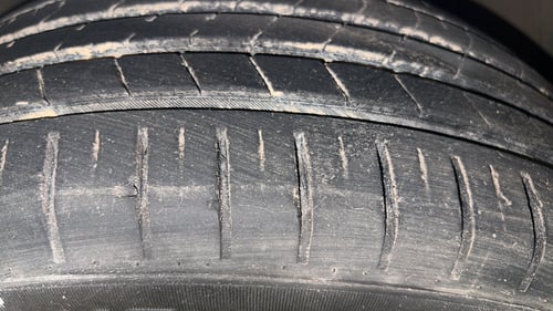 Used 2023 Maruti Suzuki Baleno Alpha AGS Petrol Automatic tyres LEFT FRONT TYRE TREAD VIEW