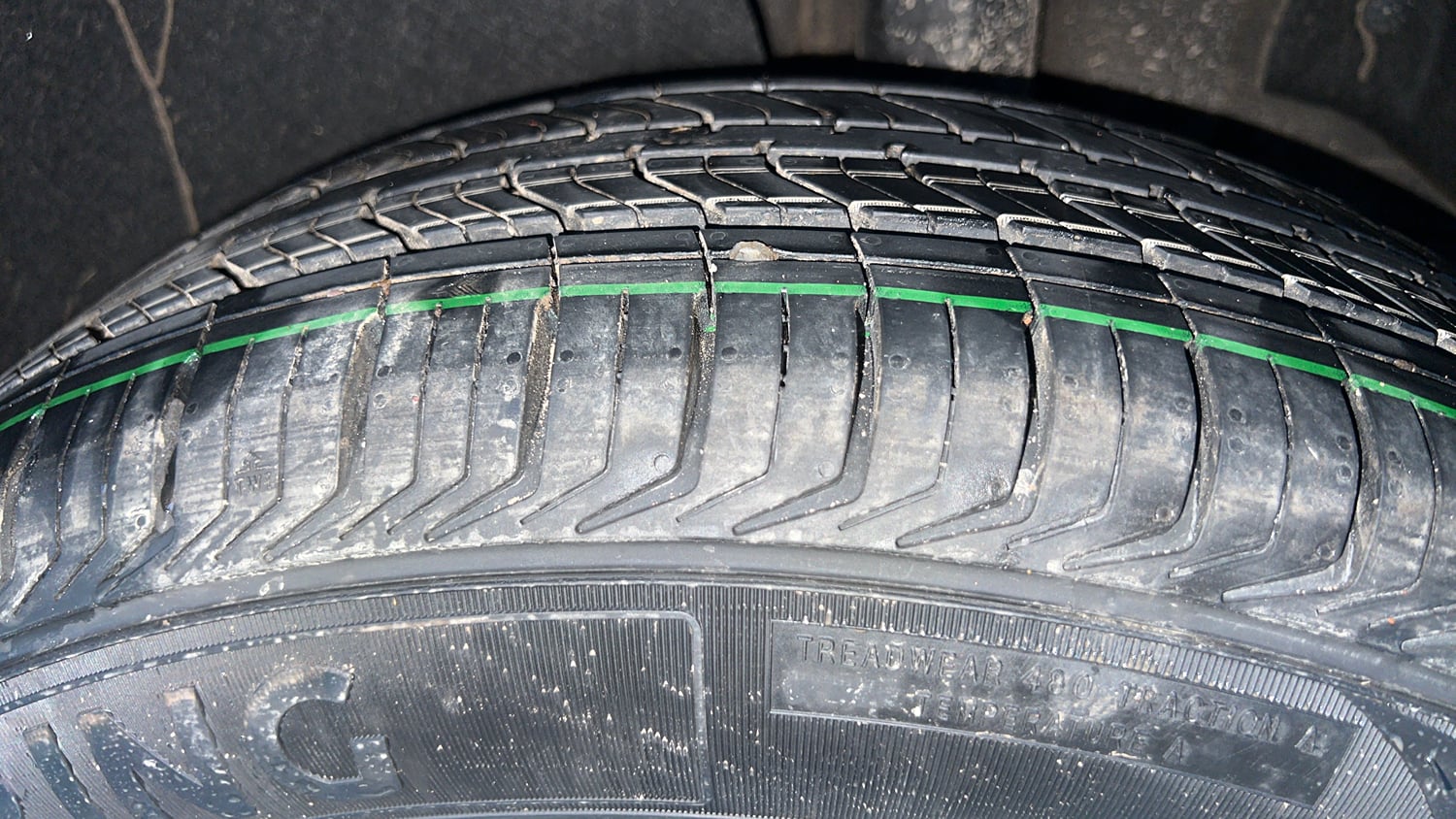 Used 2022 Kia Carens Prestige Plus 1.4 Petrol MT 7 STR Petrol Manual tyres LEFT REAR TYRE TREAD VIEW