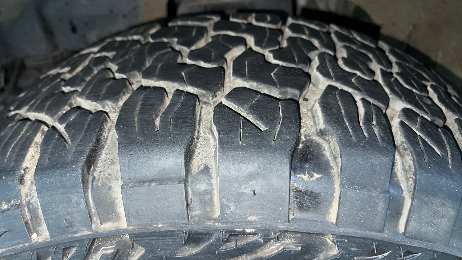 Used 2024 Mahindra Thar LX Hard Top Petrol AT RWD Petrol Automatic tyres LEFT FRONT TYRE TREAD VIEW