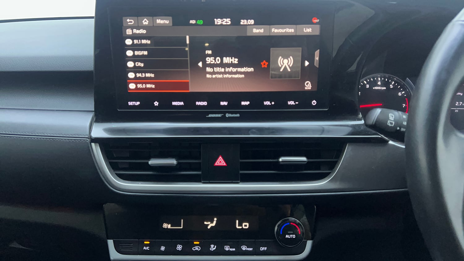 Used 2020 Kia Seltos GTX Plus 1.4 Petrol Manual interior MUSIC SYSTEM & AC CONTROL VIEW