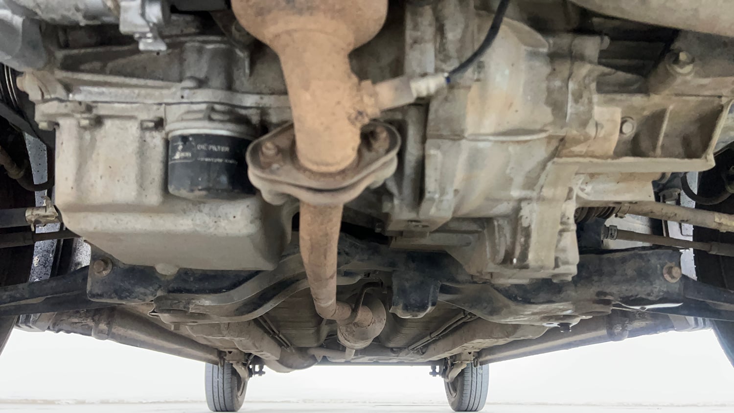 Used 2014 Maruti Suzuki Wagon R 1.0 VXI Petrol + CNG (Outside Fitted) Cng Manual extra FRONT LEFT UNDERBODY VIEW