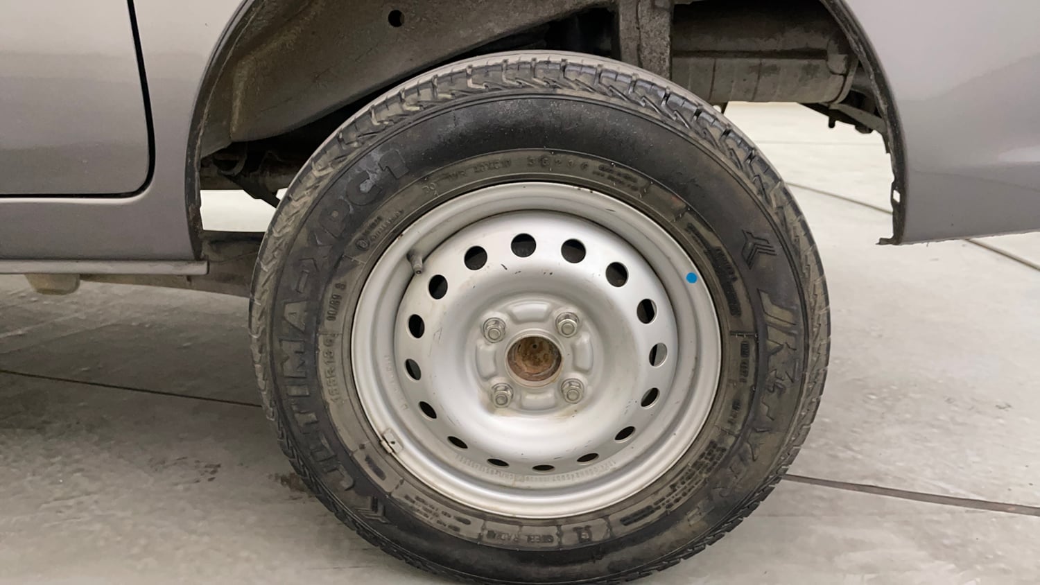 Used 2023 Maruti Suzuki Eeco 5 STR AC Petrol Manual tyres LEFT REAR TYRE RIM VIEW