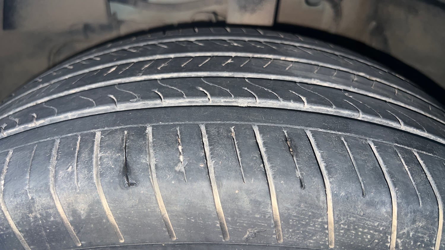 Used 2024 Tata Nexon Creative 1.2 Revotron Petrol 6AMT Petrol Automatic tyres LEFT FRONT TYRE TREAD VIEW