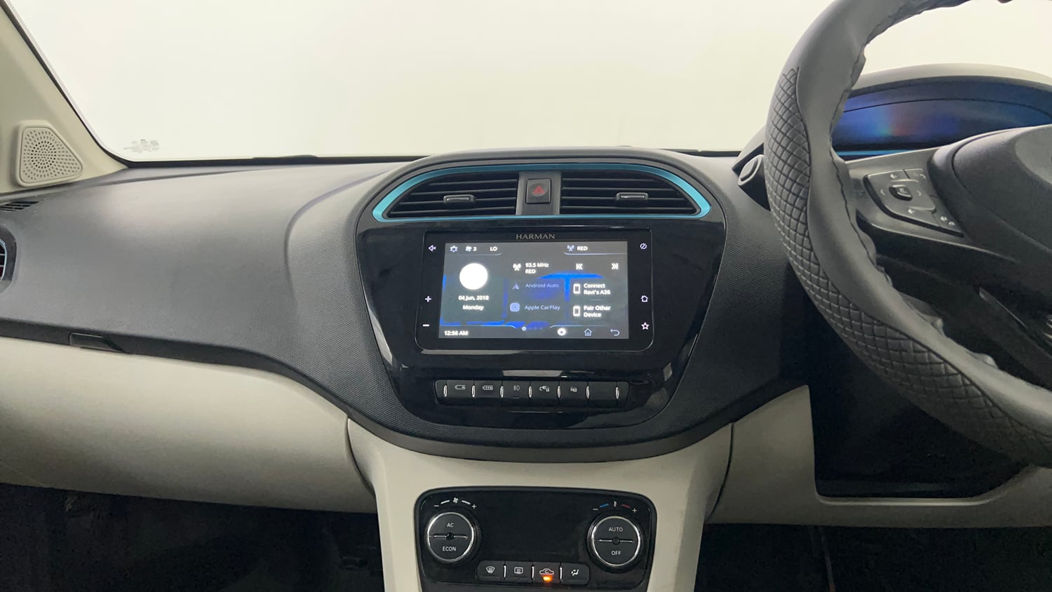 Used 2023 Tata Tiago EV XZ Plus Long Range Electric Automatic interior MUSIC SYSTEM & AC CONTROL VIEW