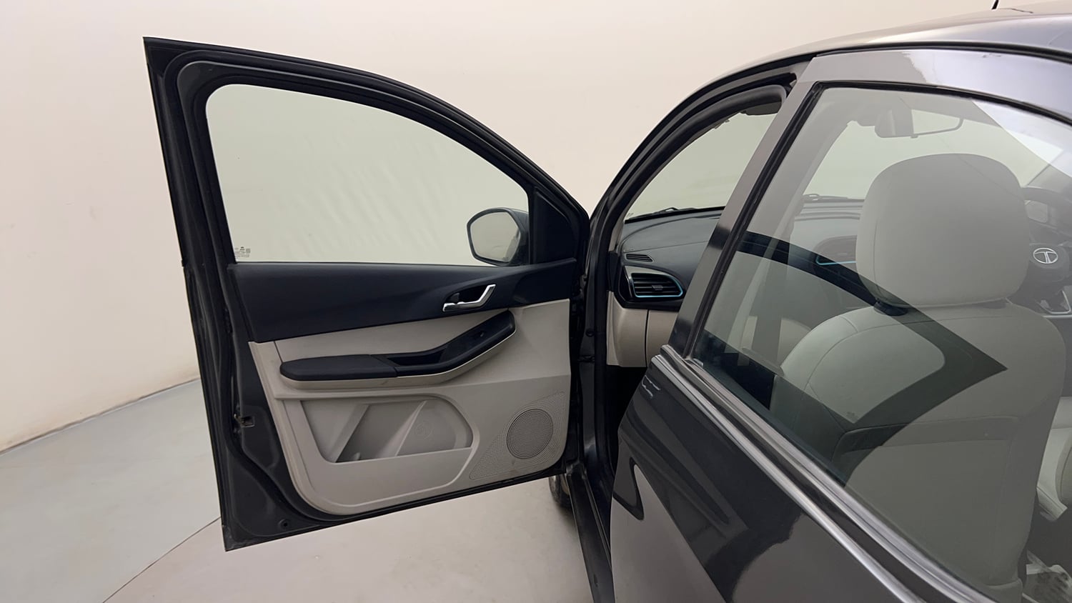 Used 2023 Tata Tiago EV XZ Plus Tech LUX Long Range Electric Automatic interior LEFT FRONT DOOR OPEN VIEW
