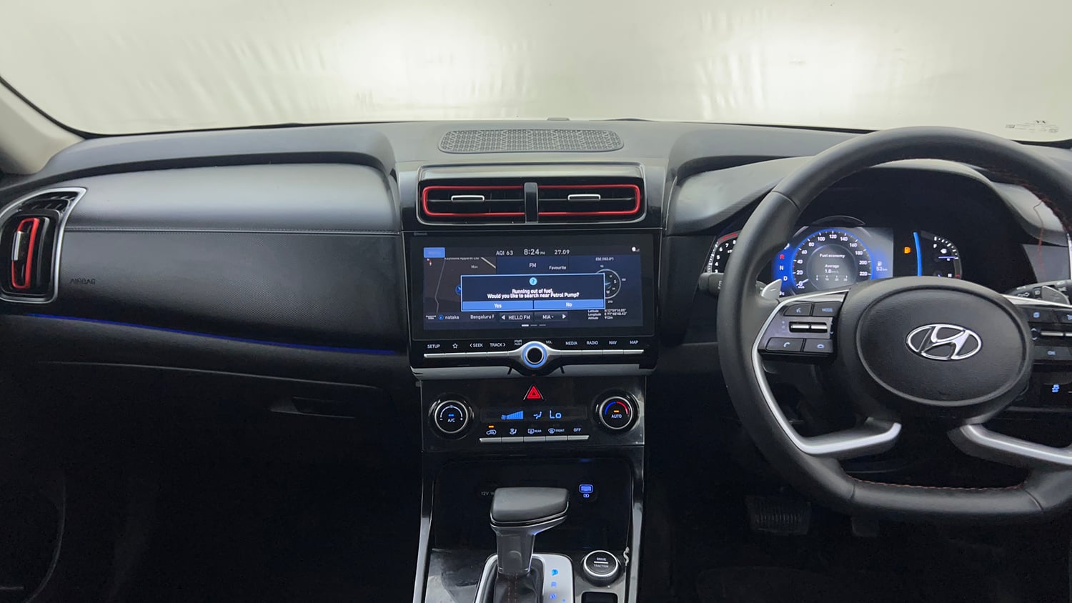 Used 2022 Hyundai Creta SX (O) 1.5 Petrol IVT Knight Petrol Automatic interior MUSIC SYSTEM & AC CONTROL VIEW