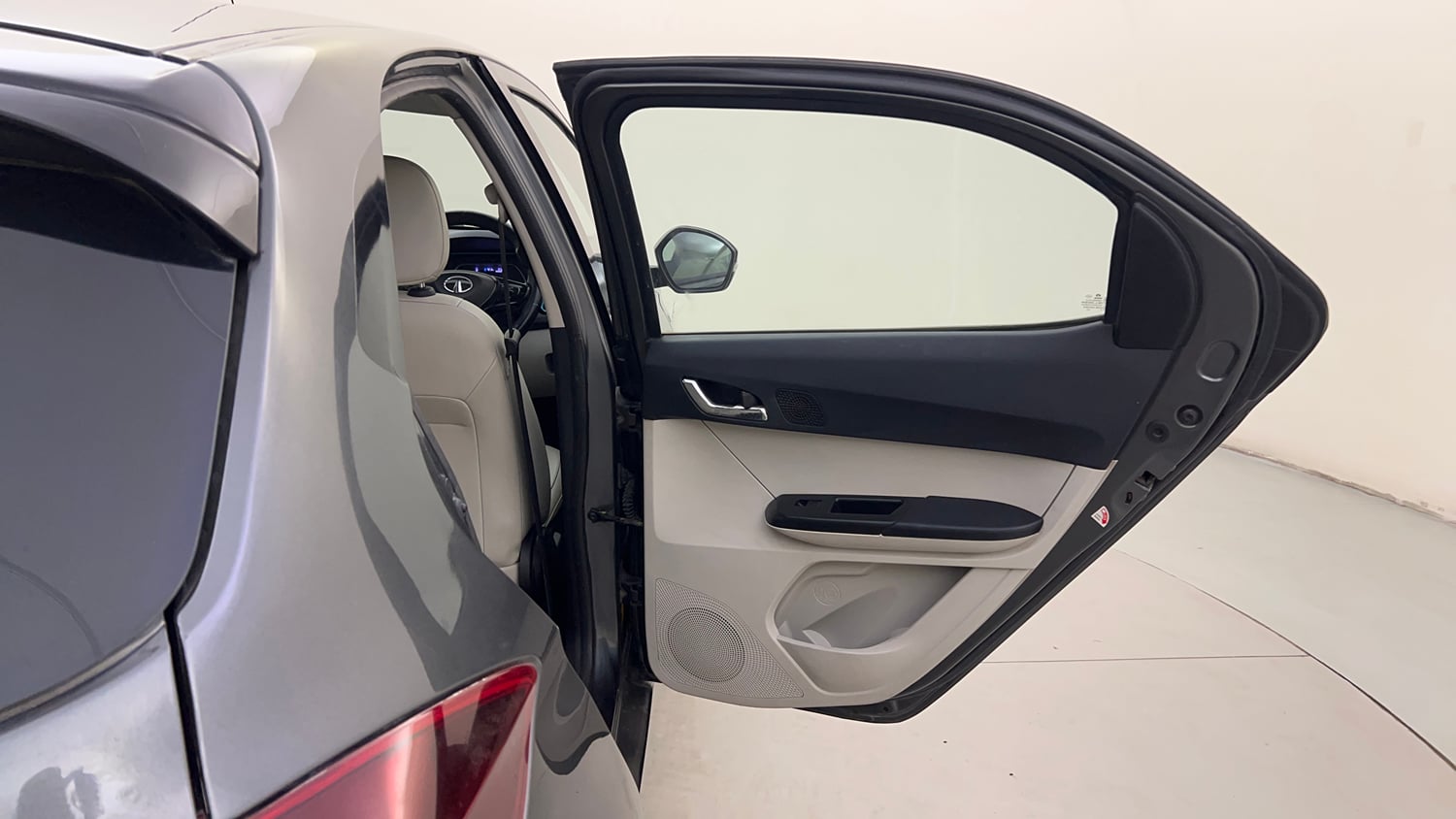 Used 2023 Tata Tiago EV XZ Plus Tech LUX Long Range Electric Automatic interior RIGHT REAR DOOR OPEN VIEW