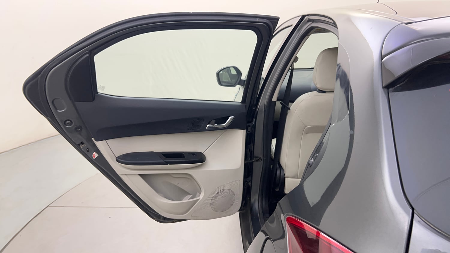 Used 2023 Tata Tiago EV XZ Plus Tech LUX Long Range Electric Automatic interior LEFT REAR DOOR OPEN VIEW