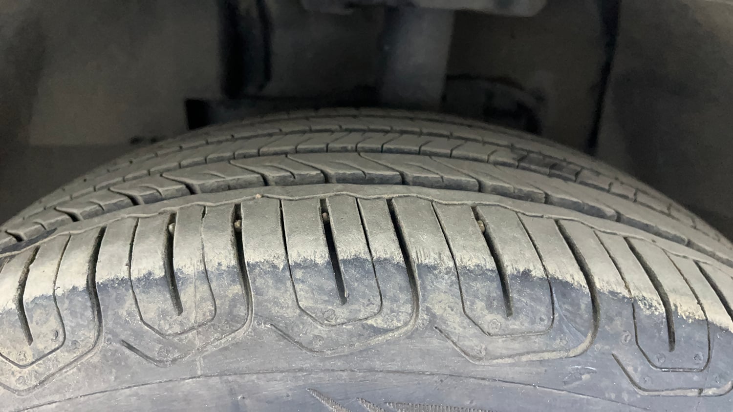 Used 2025 Tata Nexon Creative Plus 1.2 Revotron Petrol 7DCA DT Petrol Automatic tyres LEFT FRONT TYRE TREAD VIEW