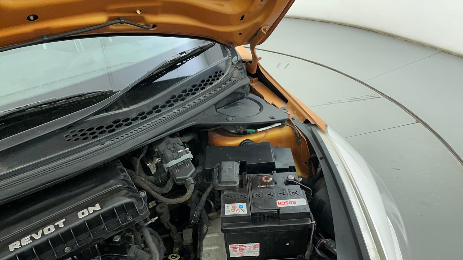 Used 2017 Tata Tiago Revotron XM Petrol Manual engine ENGINE LEFT SIDE HINGE & APRON VIEW