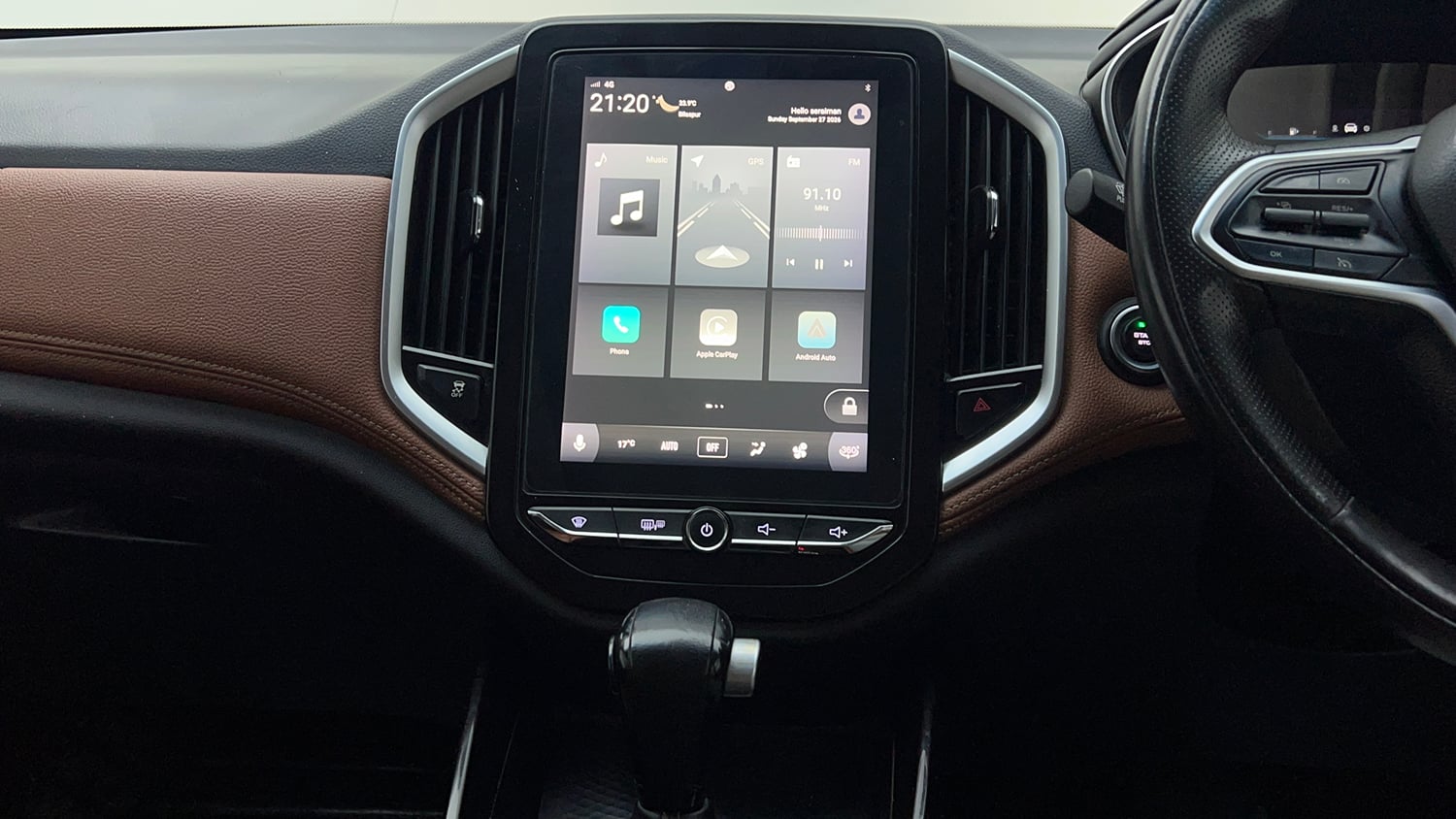 Used 2021 MG Motors Hector Plus Sharp 1.5 Petrol Turbo CVT 6-STR Petrol Automatic interior MUSIC SYSTEM & AC CONTROL VIEW