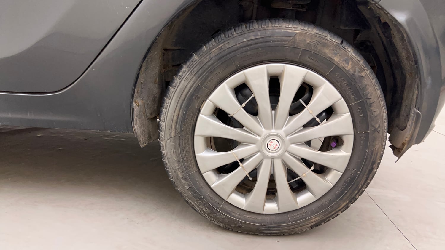 Used 2023 Tata Tiago EV XZ Plus Tech LUX Long Range Electric Automatic tyres LEFT REAR TYRE RIM VIEW