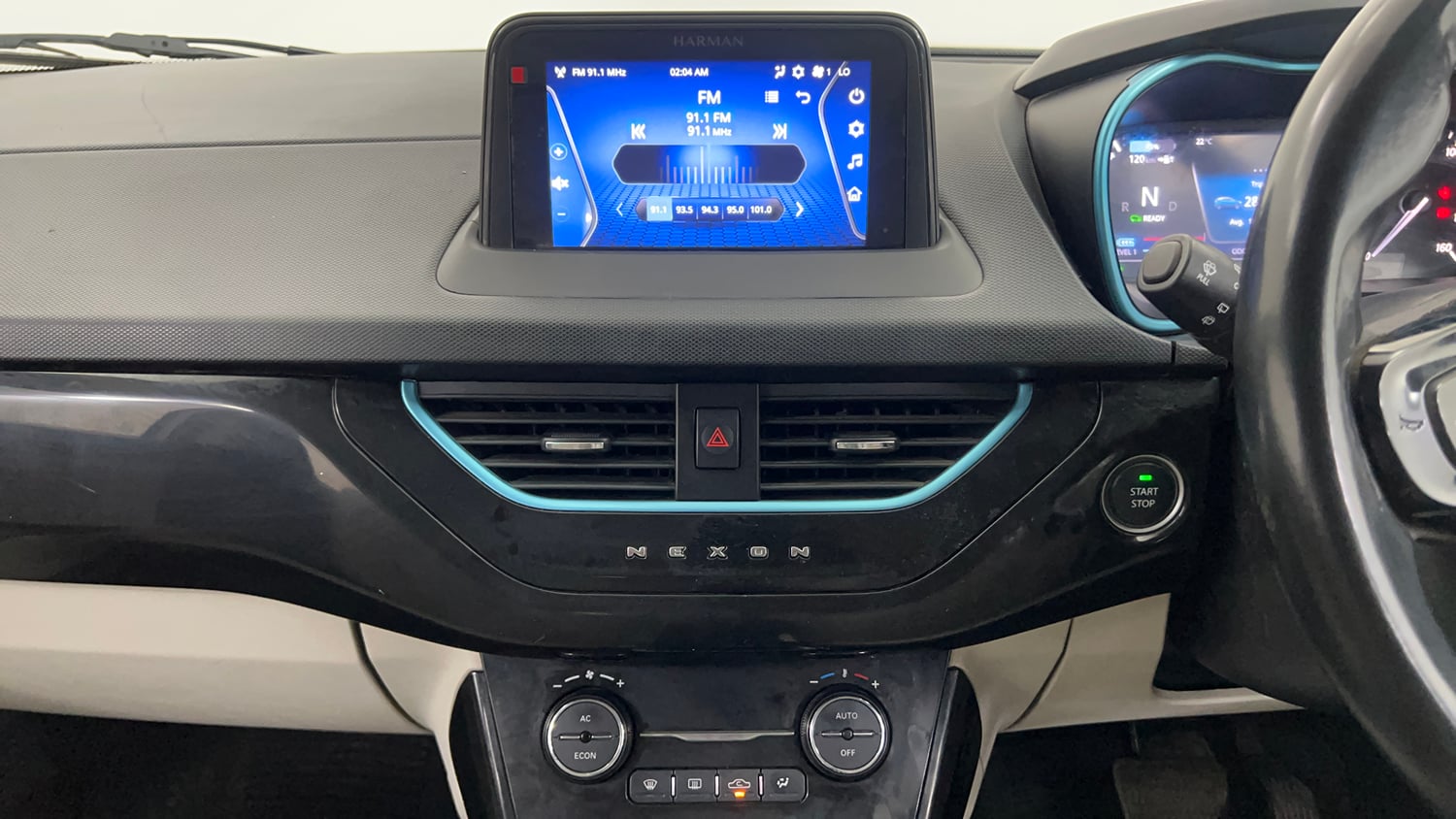 Used 2022 Tata Nexon EV XZ Plus Electric Automatic interior MUSIC SYSTEM & AC CONTROL VIEW