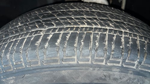 Used 2025 Mahindra Scorpio N Z8 Petrol MT 7 STR Petrol Manual tyres LEFT FRONT TYRE TREAD VIEW