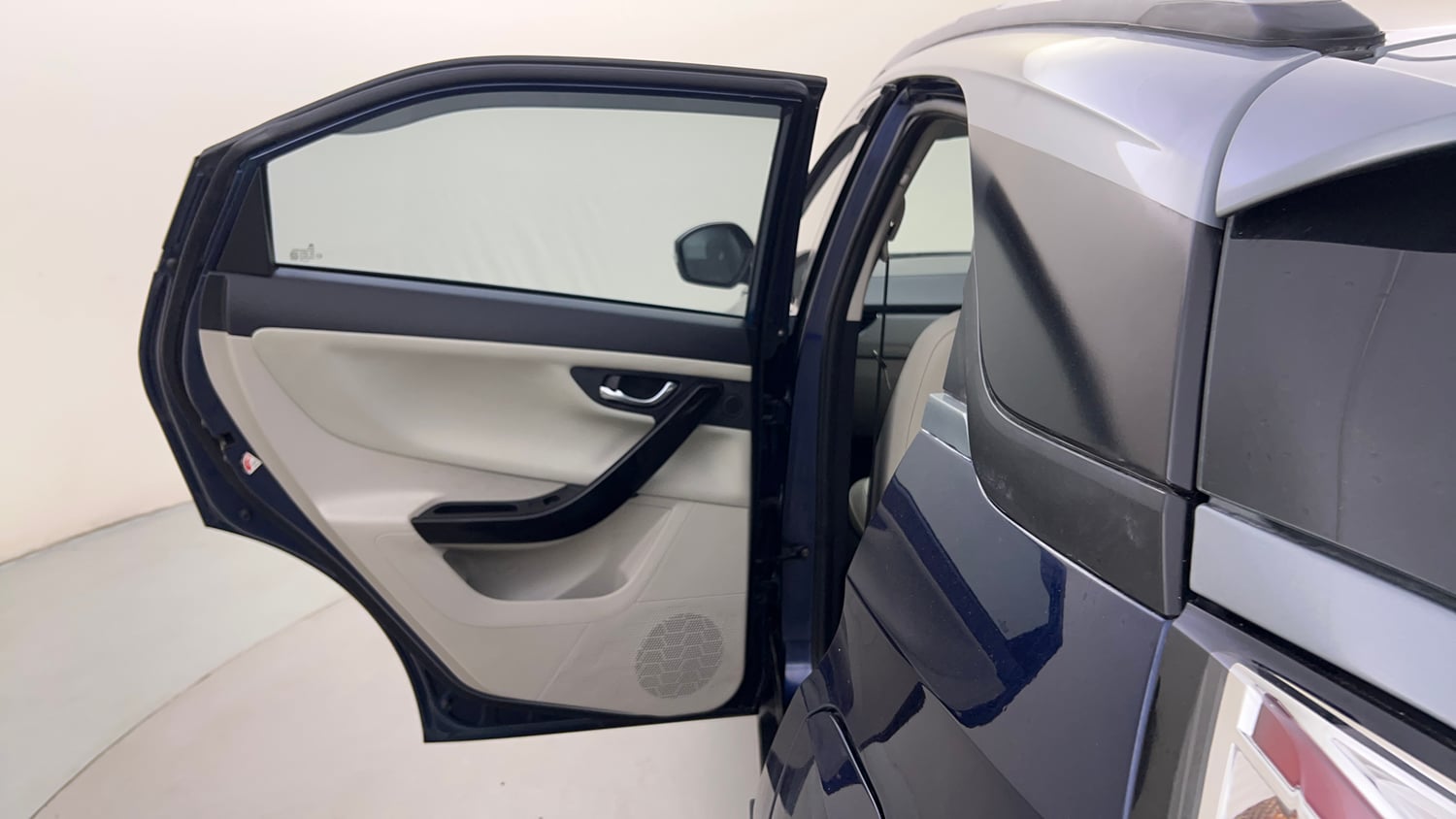 Used 2023 Tata Nexon XZ Plus LUXS Dual Tone Petrol Manual interior LEFT REAR DOOR OPEN VIEW