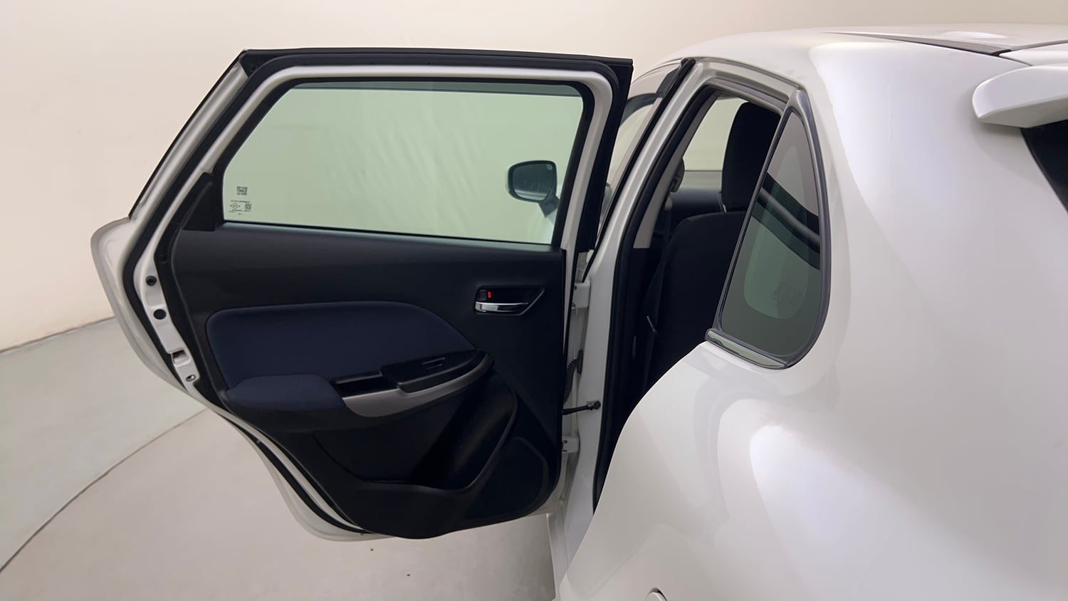 Used 2021 Toyota Glanza V CVT Petrol Automatic interior LEFT REAR DOOR OPEN VIEW