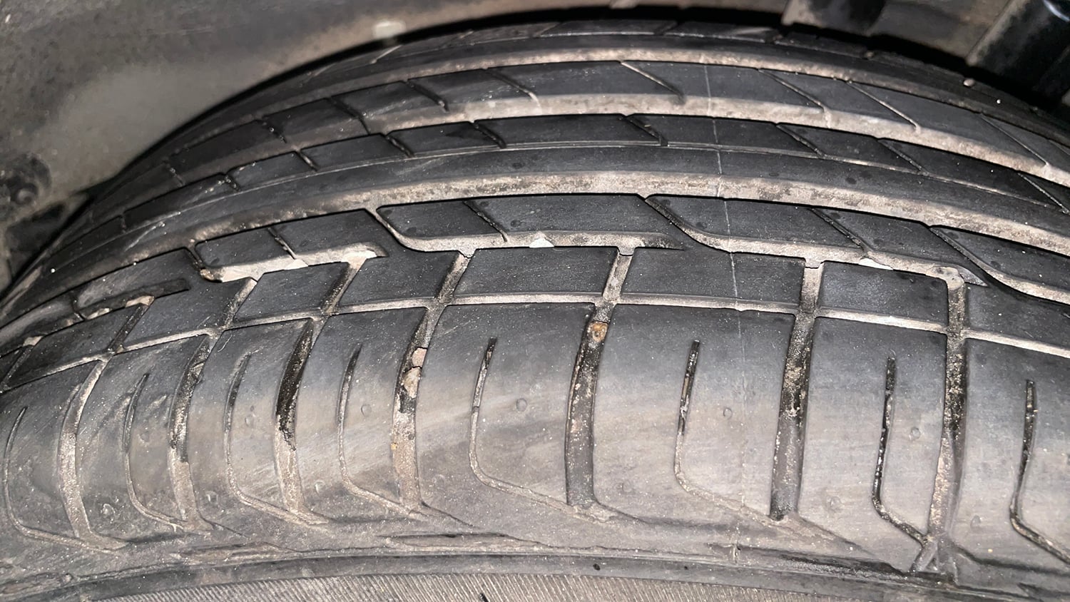 Used 2024 Tata Nexon Creative Plus 1.2 Revotron Petrol 6AMT Petrol Automatic tyres LEFT REAR TYRE TREAD VIEW