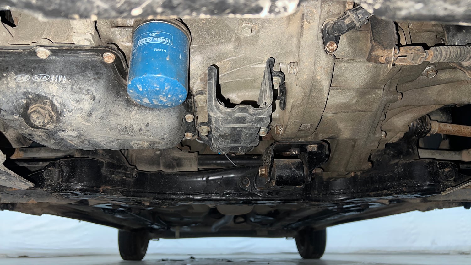 Used 2018 Hyundai Grand i10 Magna 1.2 Kappa VTVT Petrol Manual extra FRONT LEFT UNDERBODY VIEW