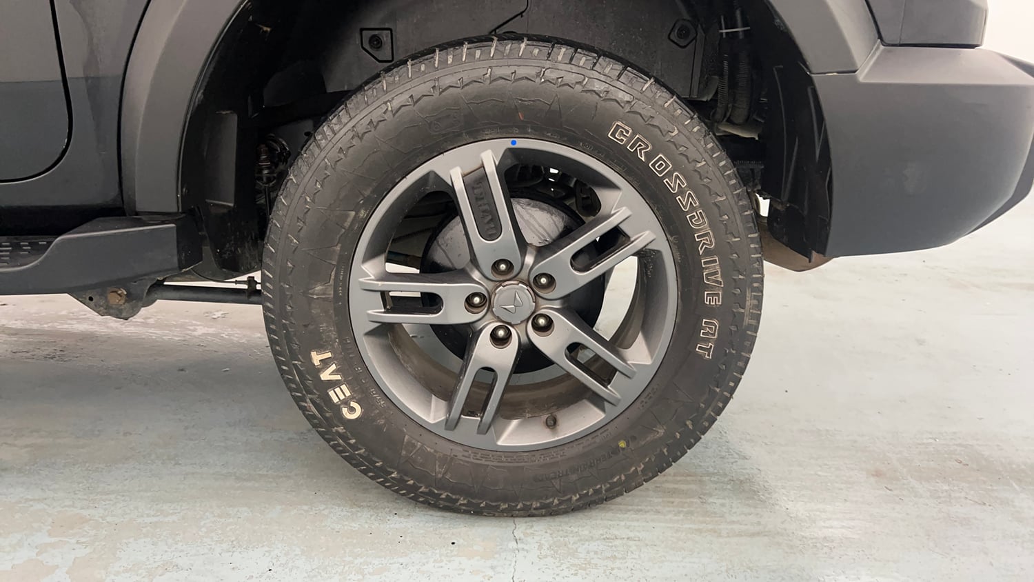 Used 2023 Mahindra Thar LX Hard Top Petrol AT RWD Petrol Automatic tyres LEFT REAR TYRE RIM VIEW