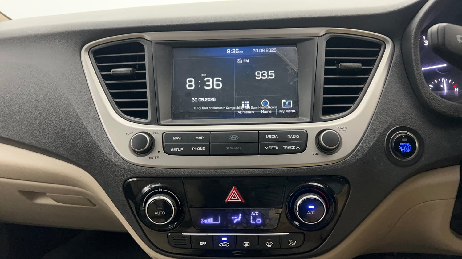 Used 2019 Hyundai Verna SX 1.6 VTVT Petrol Manual interior MUSIC SYSTEM & AC CONTROL VIEW