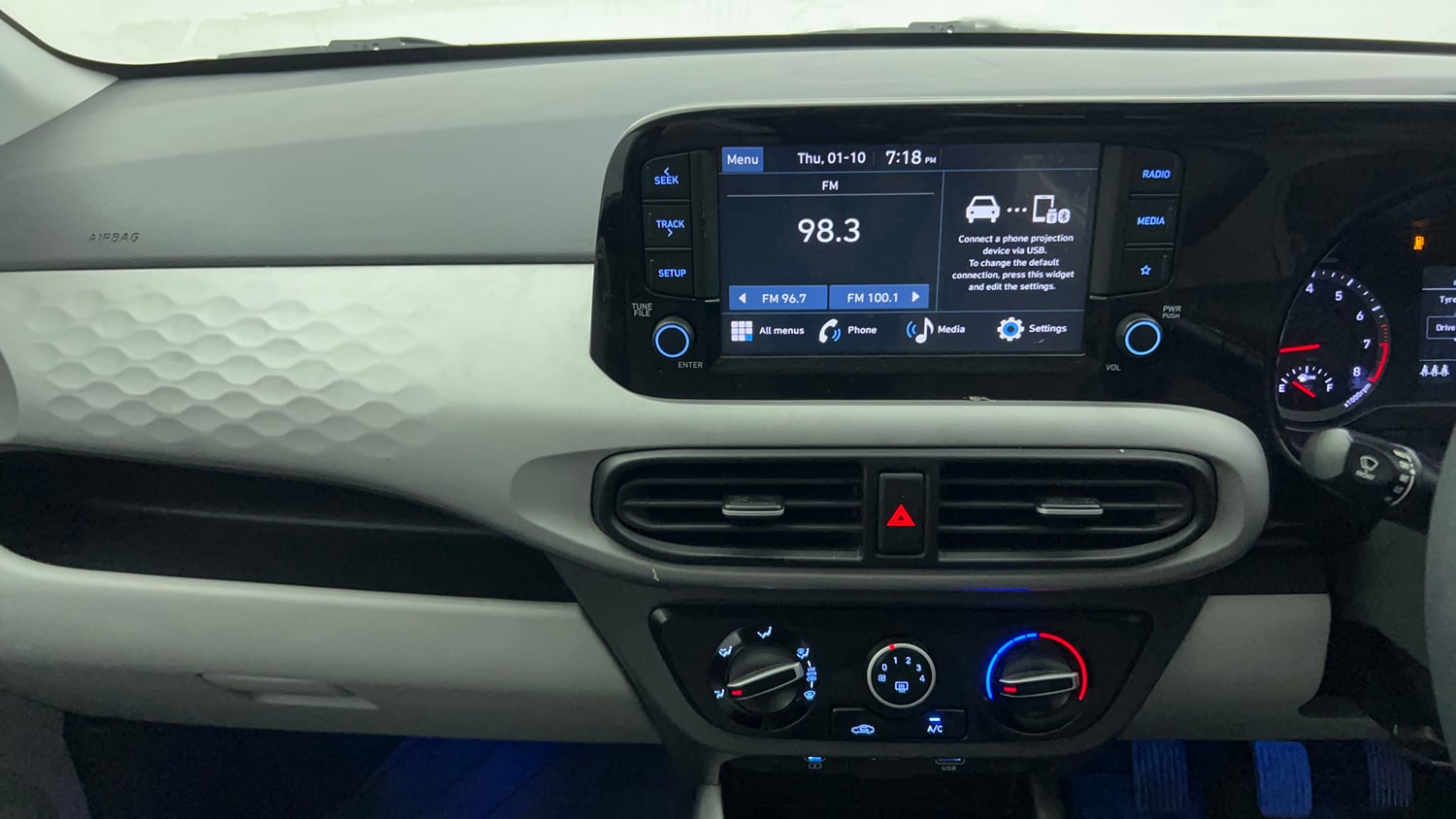 Used 2023 Hyundai Grand i10 Nios Sportz 1.2 Kappa VTVT CNG Cng Manual interior MUSIC SYSTEM & AC CONTROL VIEW