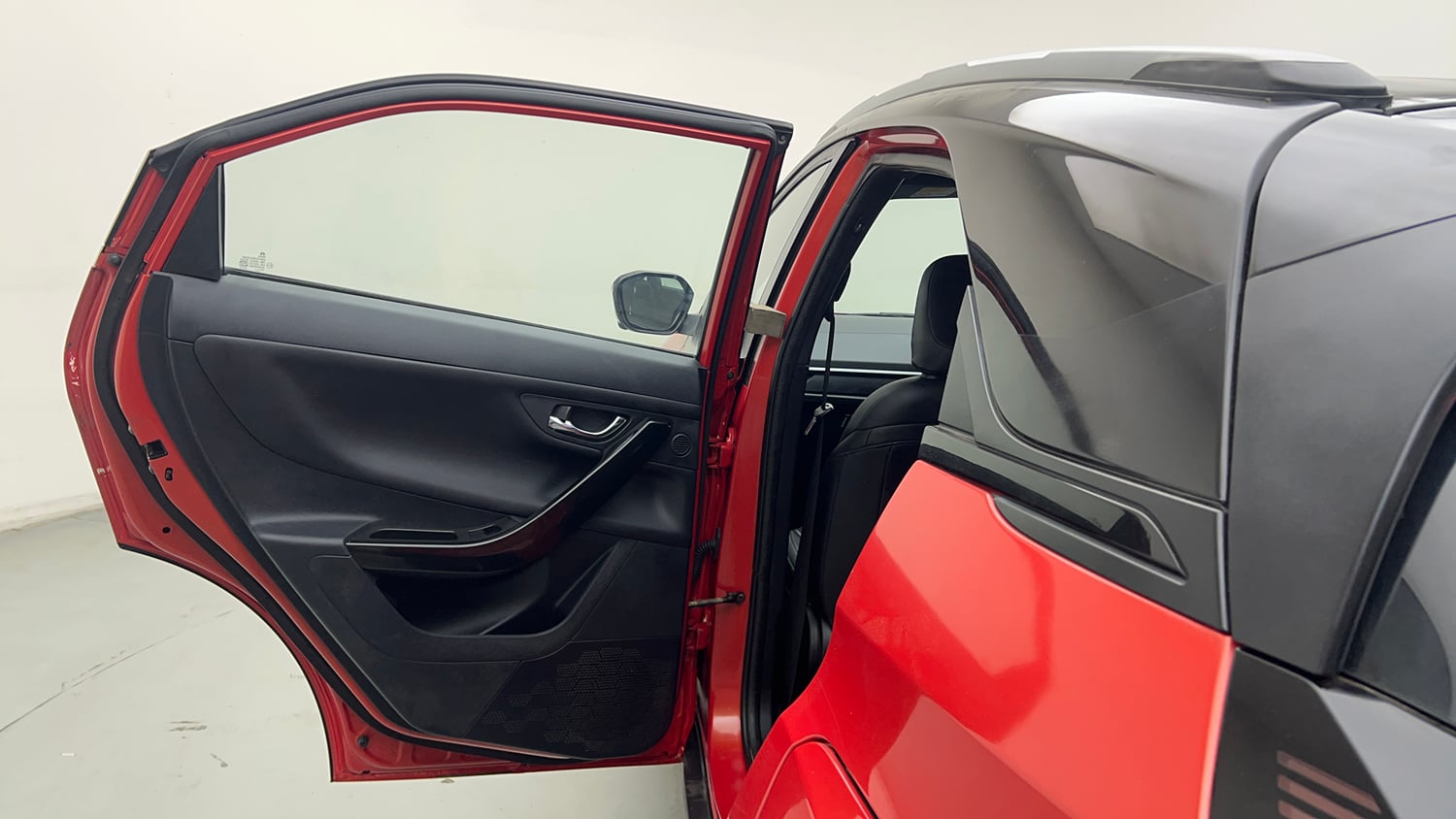 Used 2026 Tata Nexon Fearless Plus S 1.2 Revotron Petrol 7DCA DT Petrol Automatic interior LEFT REAR DOOR OPEN VIEW