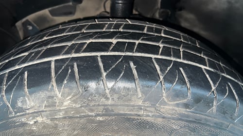 Used 2021 Renault Duster RXS 1.3 Turbo Petrol MT Petrol Manual tyres LEFT FRONT TYRE TREAD VIEW