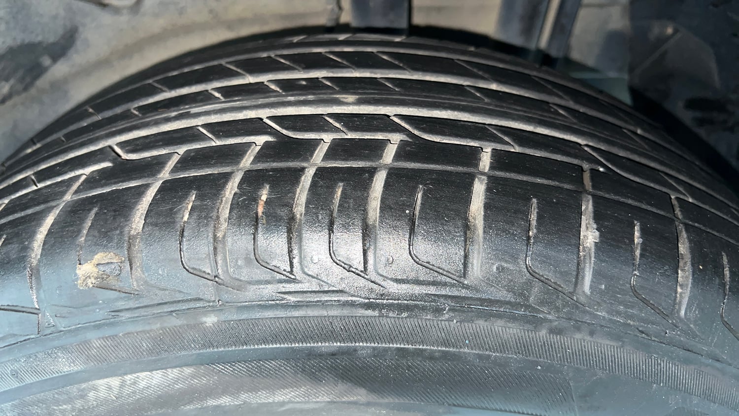Used 2026 Tata Nexon Fearless Plus S 1.2 Revotron Petrol 7DCA DT Petrol Automatic tyres LEFT REAR TYRE TREAD VIEW