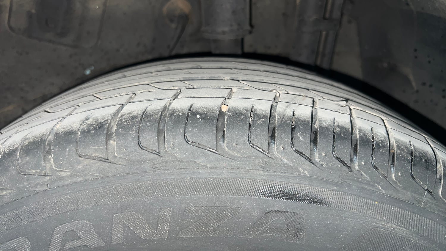 Used 2024 Tata Nexon Creative Plus 1.2 Revotron Petrol 7DCA Petrol Automatic tyres LEFT REAR TYRE TREAD VIEW