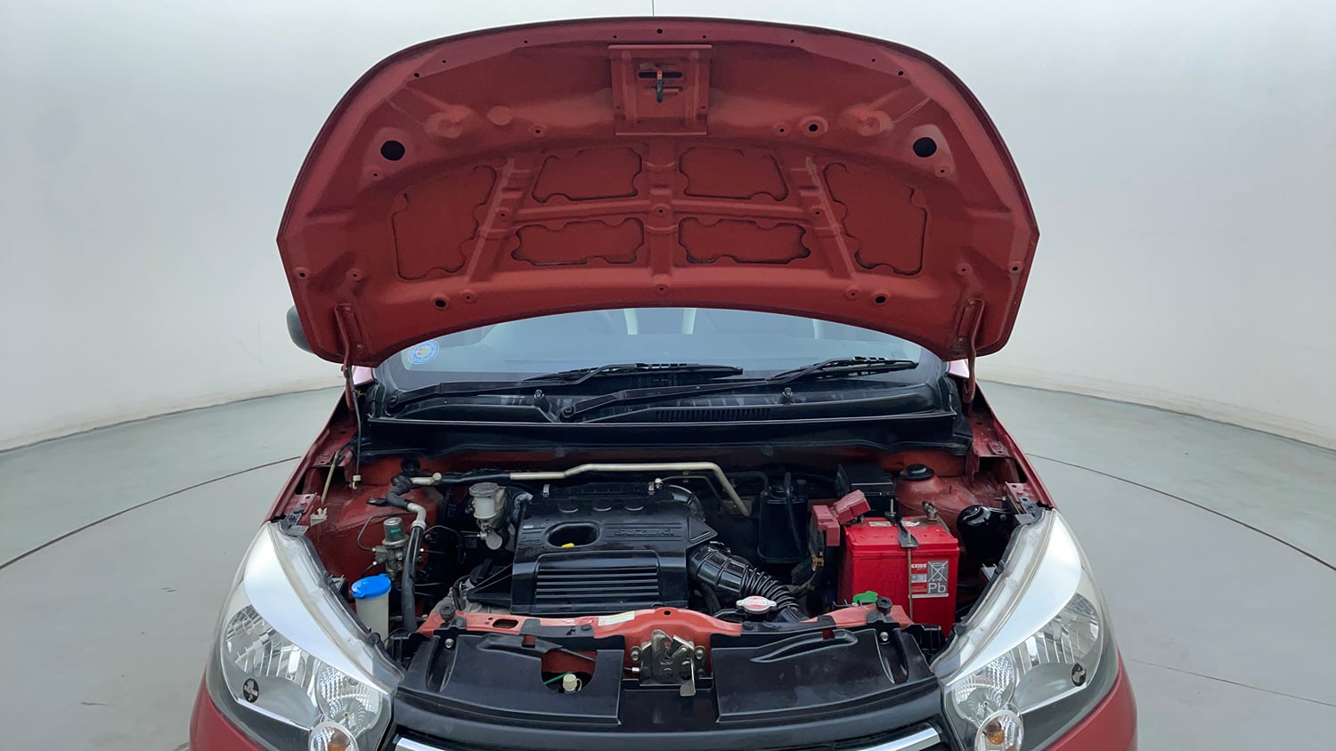 Used 2015 Maruti Suzuki Celerio VXi AMT Petrol Automatic engine ENGINE & BONNET OPEN FRONT VIEW