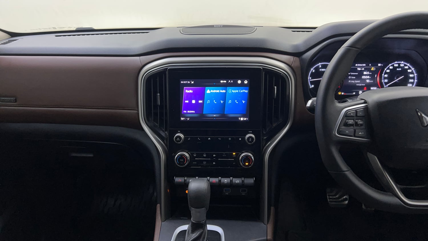 Used 2022 Mahindra Scorpio N Z8 L Petrol AT 7 STR Petrol Automatic interior MUSIC SYSTEM & AC CONTROL VIEW