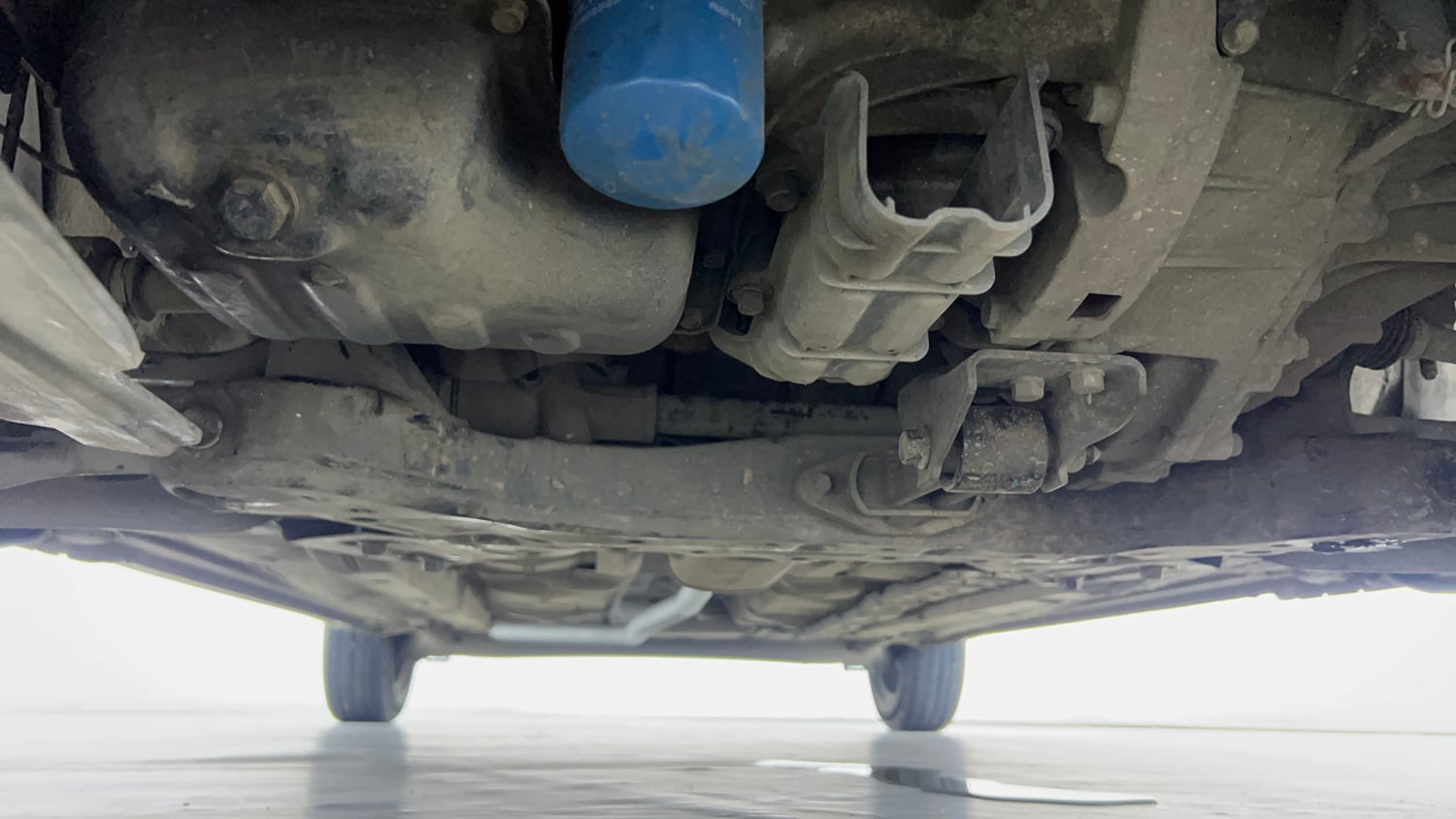 Used 2013 Hyundai Grand i10 Magna 1.2 Kappa VTVT Petrol Manual extra FRONT LEFT UNDERBODY VIEW