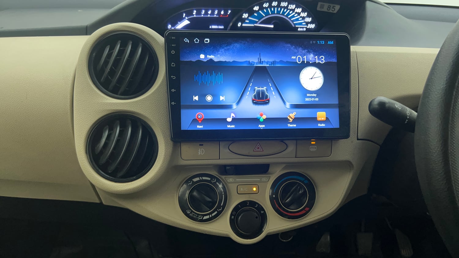 Used 2017 Toyota Platinum Etios V Petrol Manual interior MUSIC SYSTEM & AC CONTROL VIEW