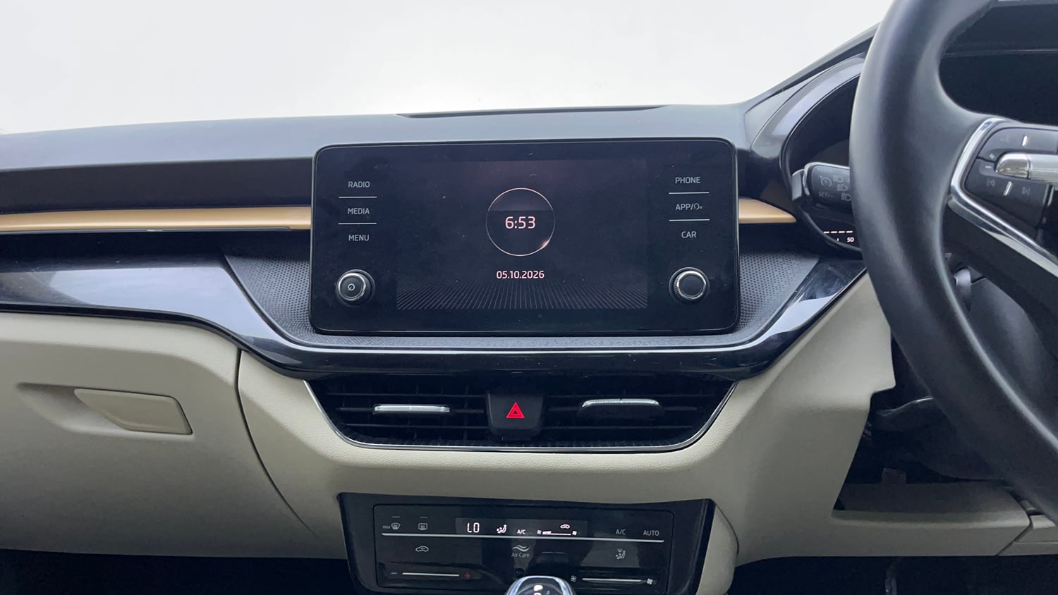 Used 2023 Skoda Slavia Style 1.0L TSI AT Petrol Automatic interior MUSIC SYSTEM & AC CONTROL VIEW