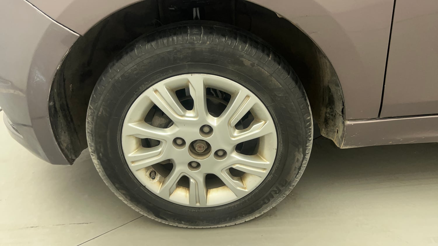 Used 2017 Tata Tiago Revotron XZA Petrol Automatic tyres LEFT FRONT TYRE RIM VIEW