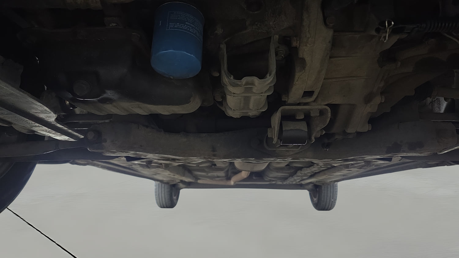 Used 2014 Hyundai Xcent S 1.2 (O) Petrol Manual extra FRONT LEFT UNDERBODY VIEW