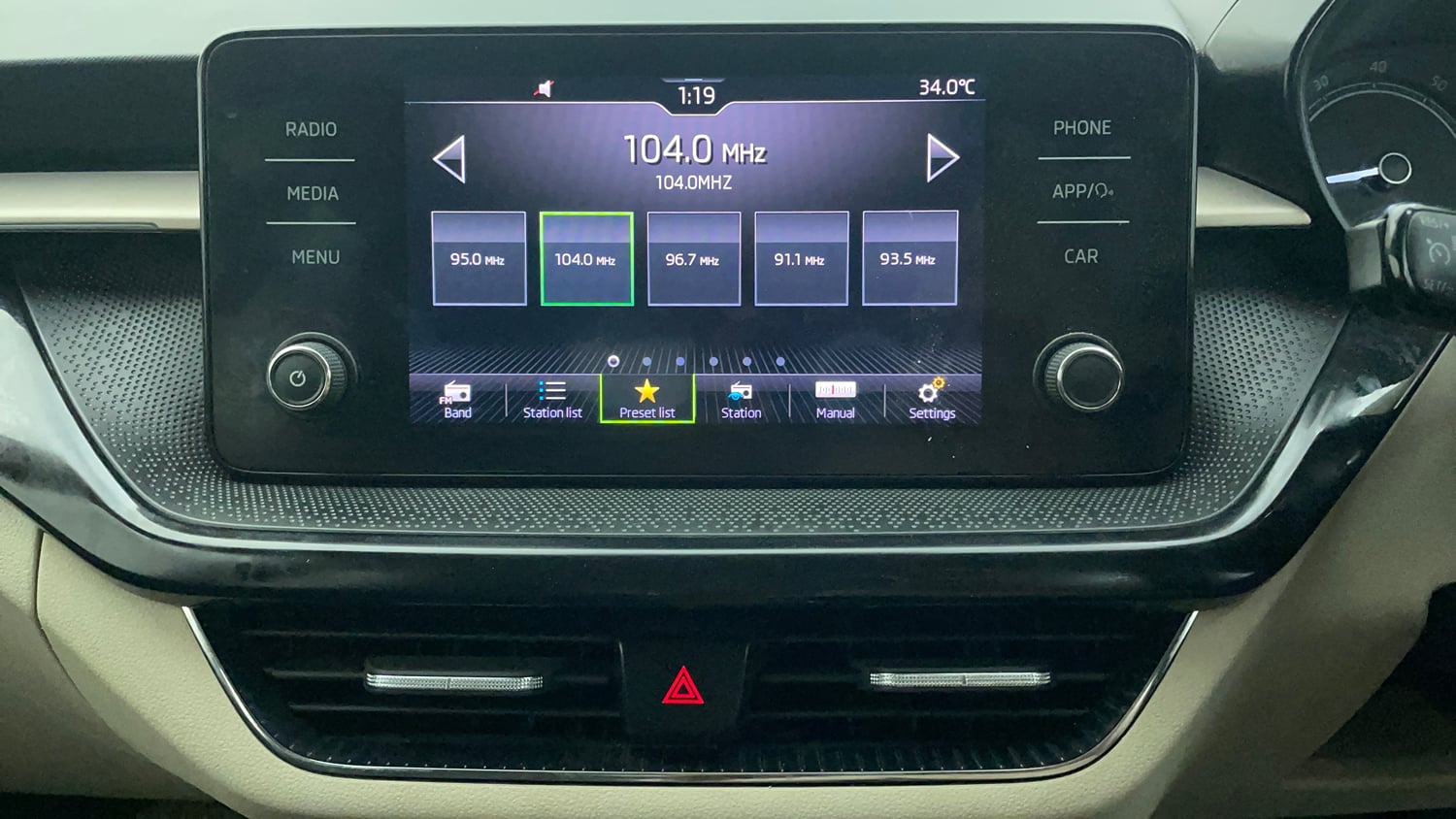 Used 2024 Skoda Slavia Ambition 1.0L TSI AT Petrol Automatic interior MUSIC SYSTEM & AC CONTROL VIEW